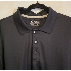 Cabela's Men's Polo‎ Large Black Short Sleeve Golf Shirt Lightweight
